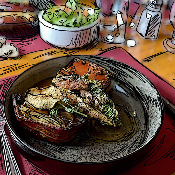 food on plate in restaurant